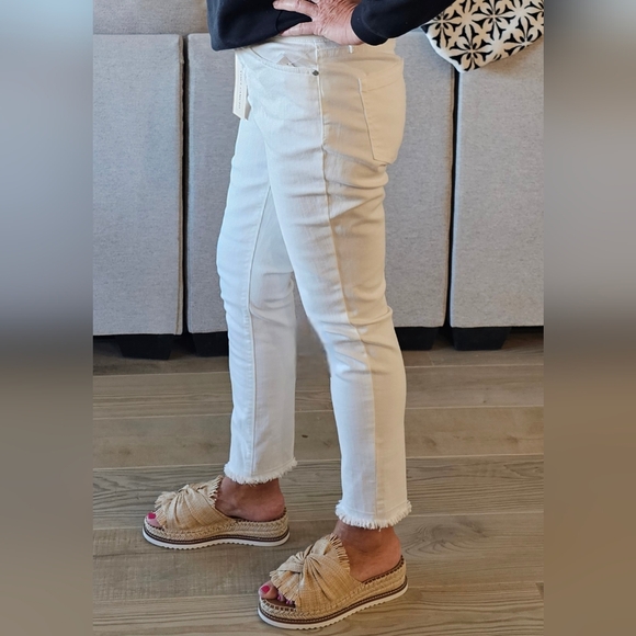 Vince Camuto Denim - Vince Camuto White Cotton Blend Skinny Cropped Ankle Jeans Women's 10, 14 & 14W